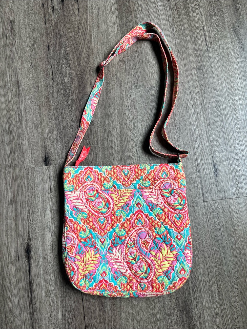 Vera Bradley Coral and Teal Quilted Crossbody Bag - Picture 3 of 5